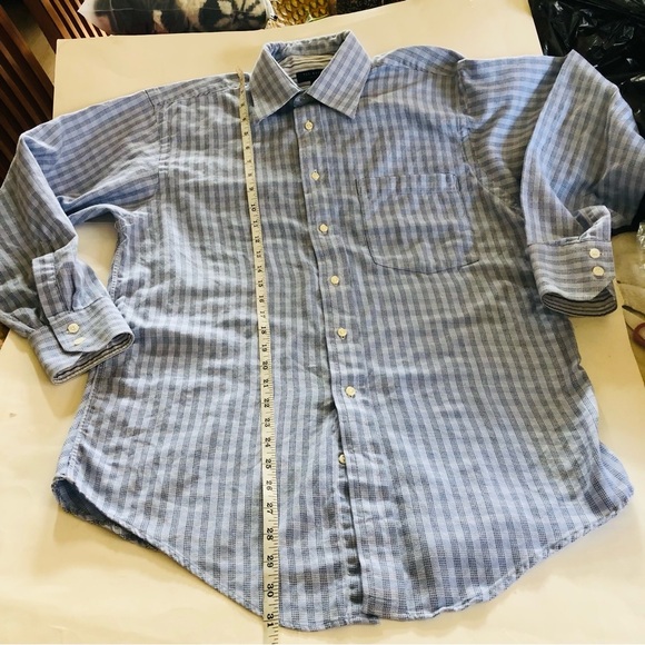 Ted Baker London Light Blue Plaid Button Down Long Sleeves Shirt Size 15 1/2 - Picture 13 of 15